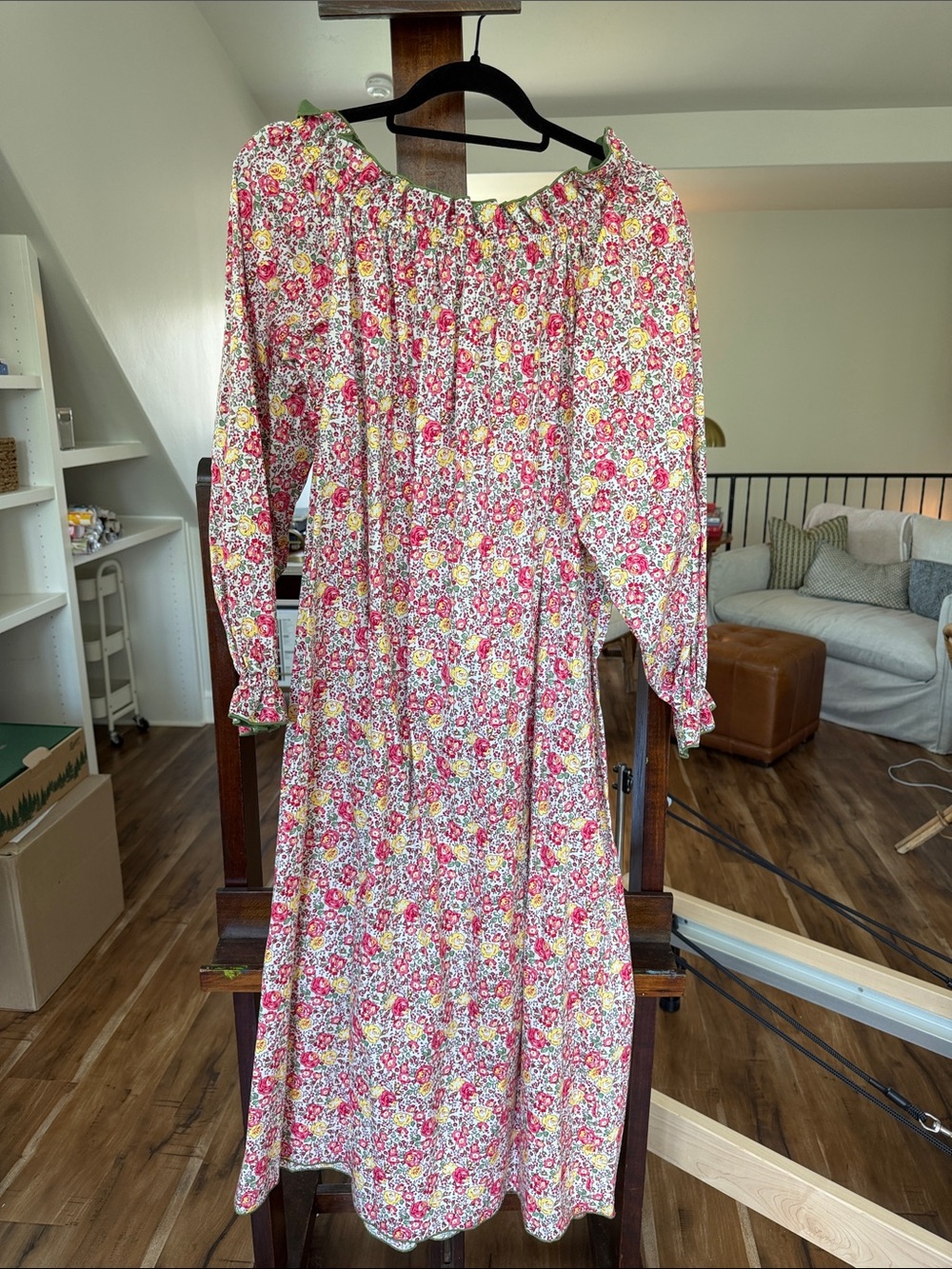 Floral Off-Shoulder Maxi Dress in Pink and Yellow
